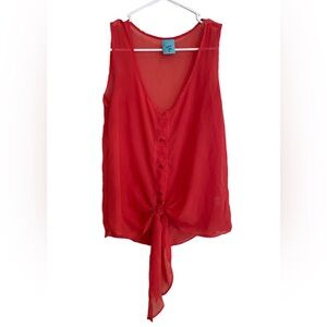 H.i.p. Women’s Sheer Sleeveless Top Coral Medium